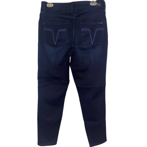 SEVEN7 High Rise Skinny Crop Skin Fit Denim Jeans in Dk Blue SZ 10 - Picture 2 of 6